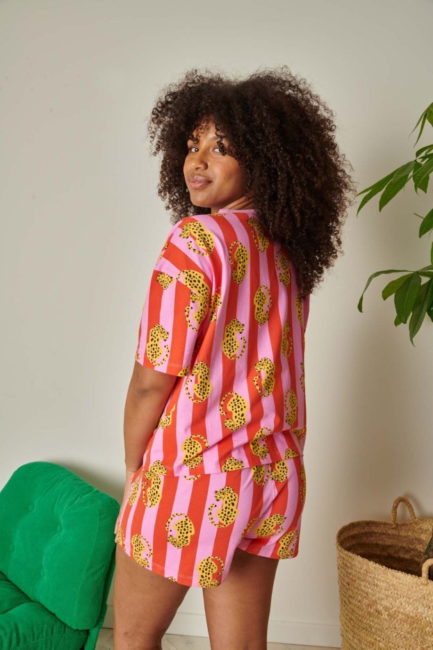 Pyjama Short En Coton Léo Rayures