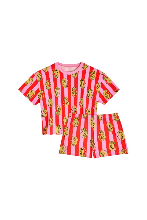 Pyjama Short En Coton Léo Rayures