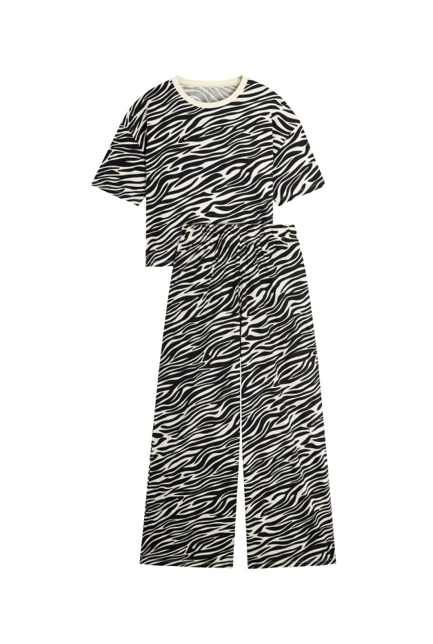Pyjama Long Coton Zèbra Noir Et Blanc