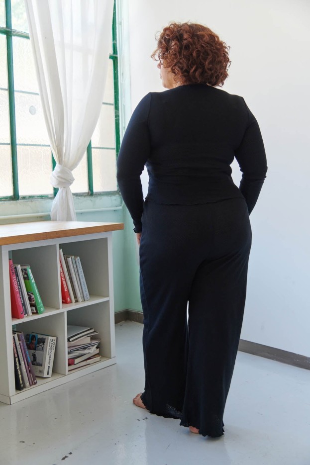 Pyjama Long Coton Pointelle Noir