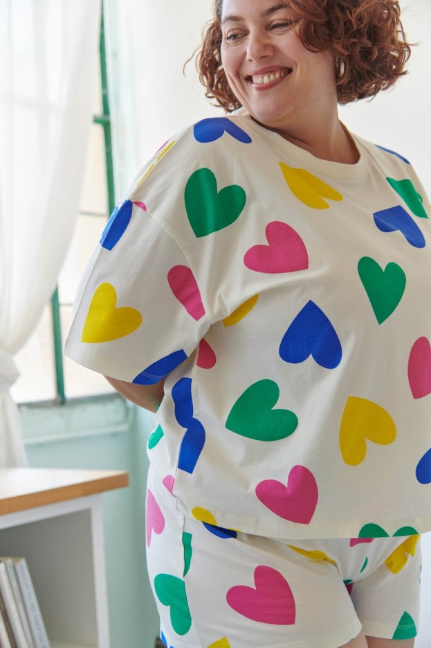 Pyjama Short En Coton Big Love Beige