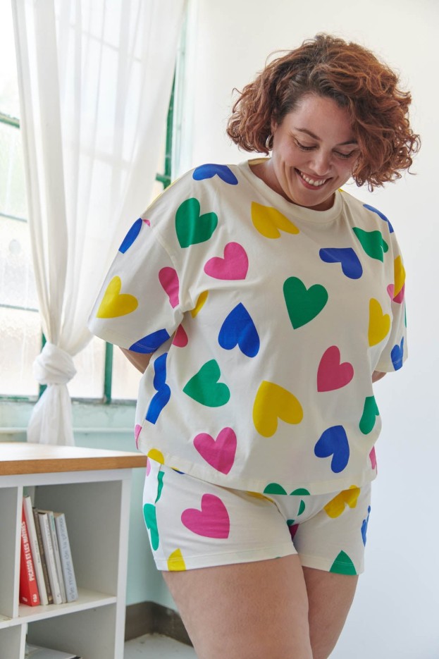 Pyjama Short En Coton Big Love Beige