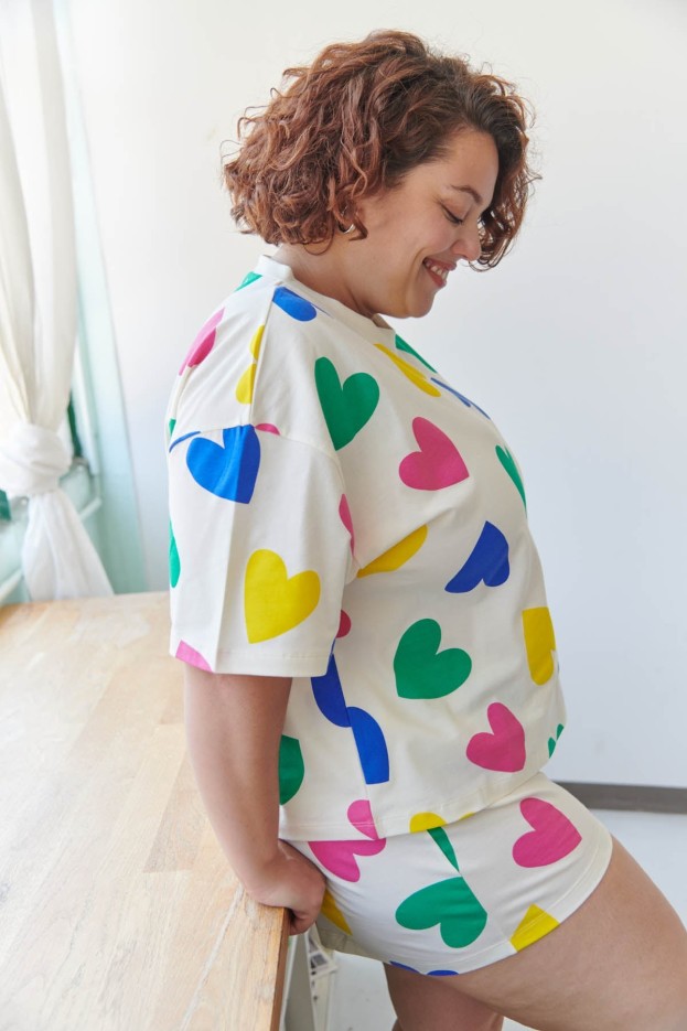 Pyjama Short En Coton Big Love Beige