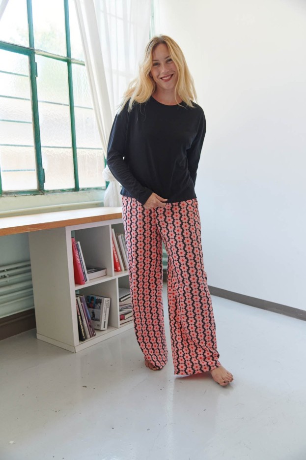 Pyjama Manches Longues Coton Monique Noir