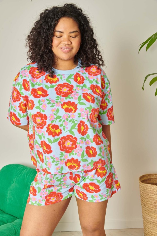 Pyjama Short En Coton Rosa Bleu