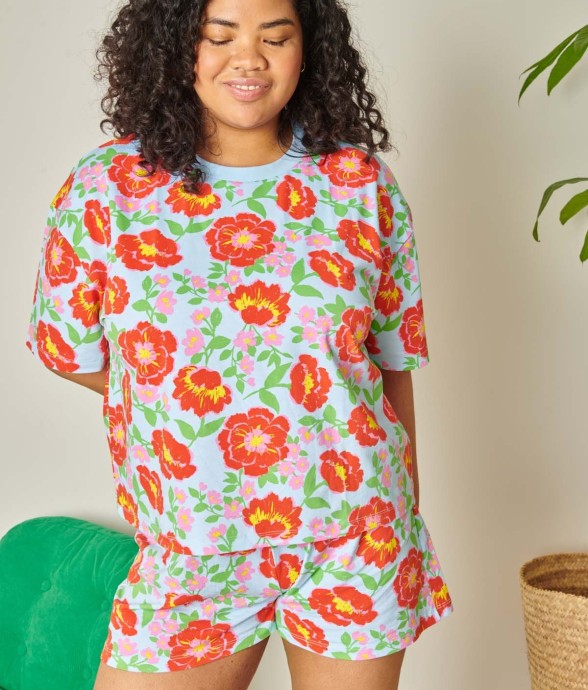 Pyjama Short En Coton Rosa...