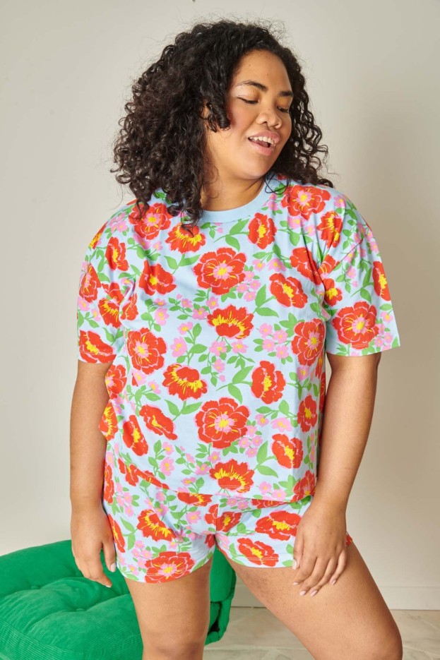 Pyjama Short En Coton Rosa Bleu