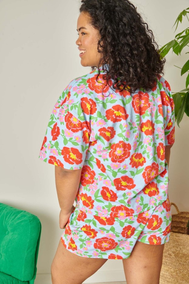 Pyjama Short En Coton Rosa Bleu