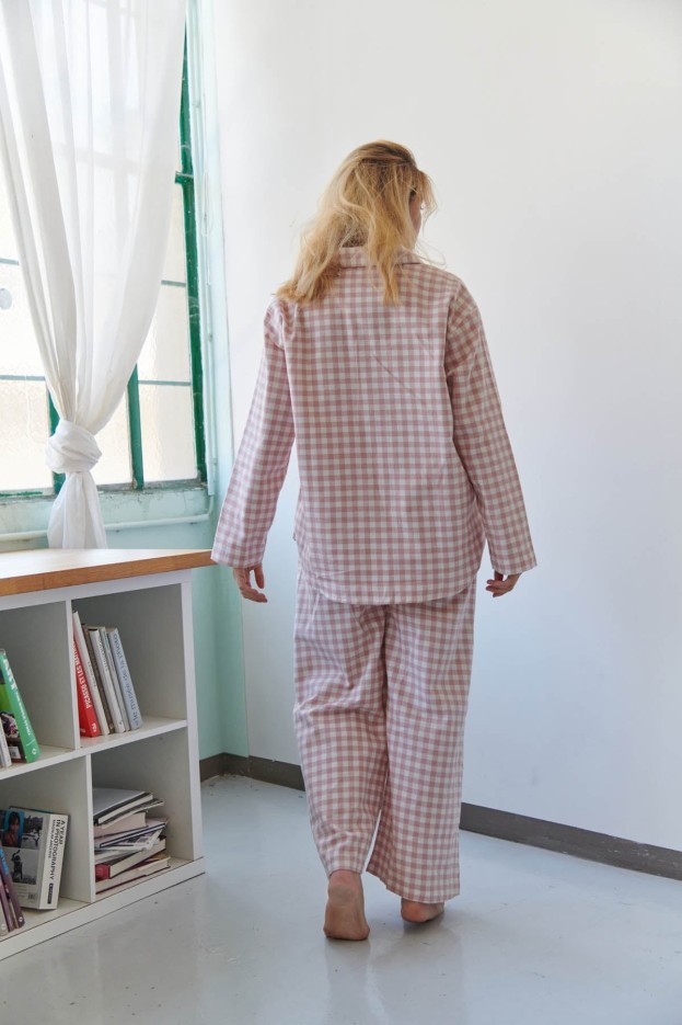 Pyjama Long Coton Flanelle Rose