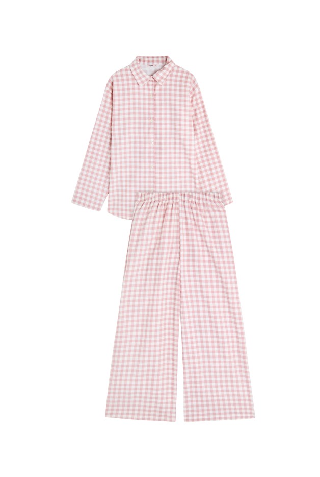 Pyjama Long Coton Flanelle Rose