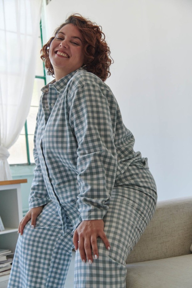 Pyjama Long Coton Flanelle Vert