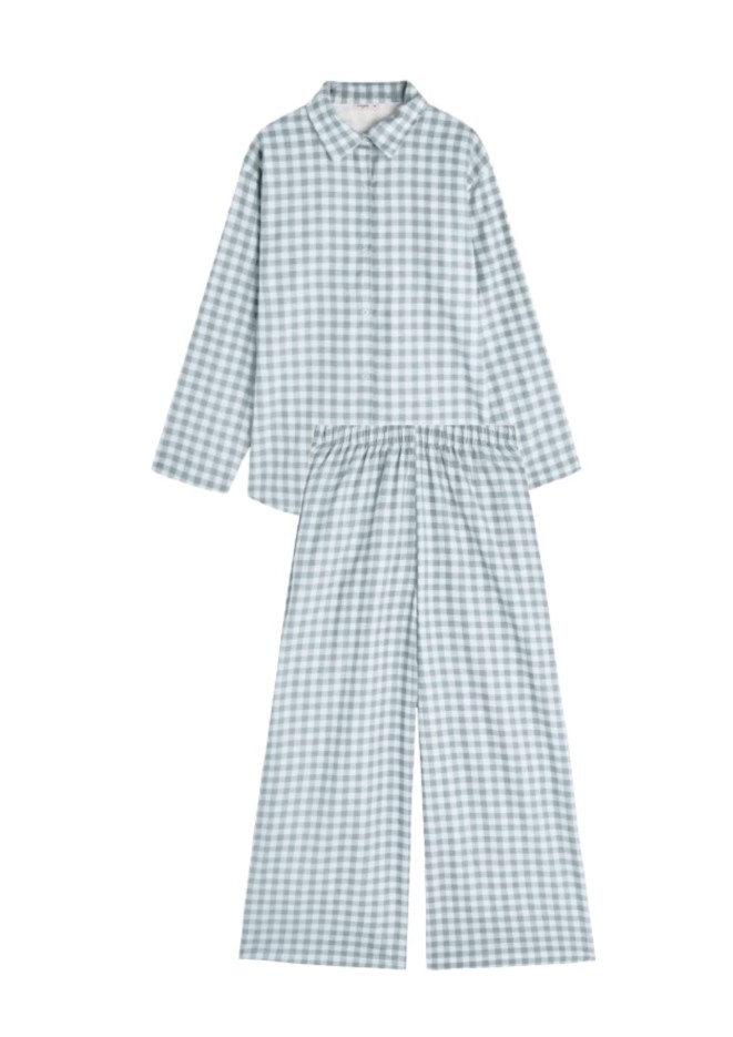 Pyjama Long Coton Flanelle Vert