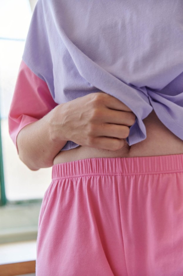 Pyjama Short Coton Colorblock Rose