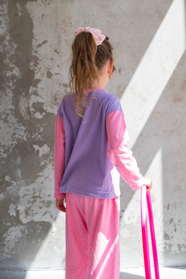 Pyjama Enfant Coton Bio Colorblock Rose