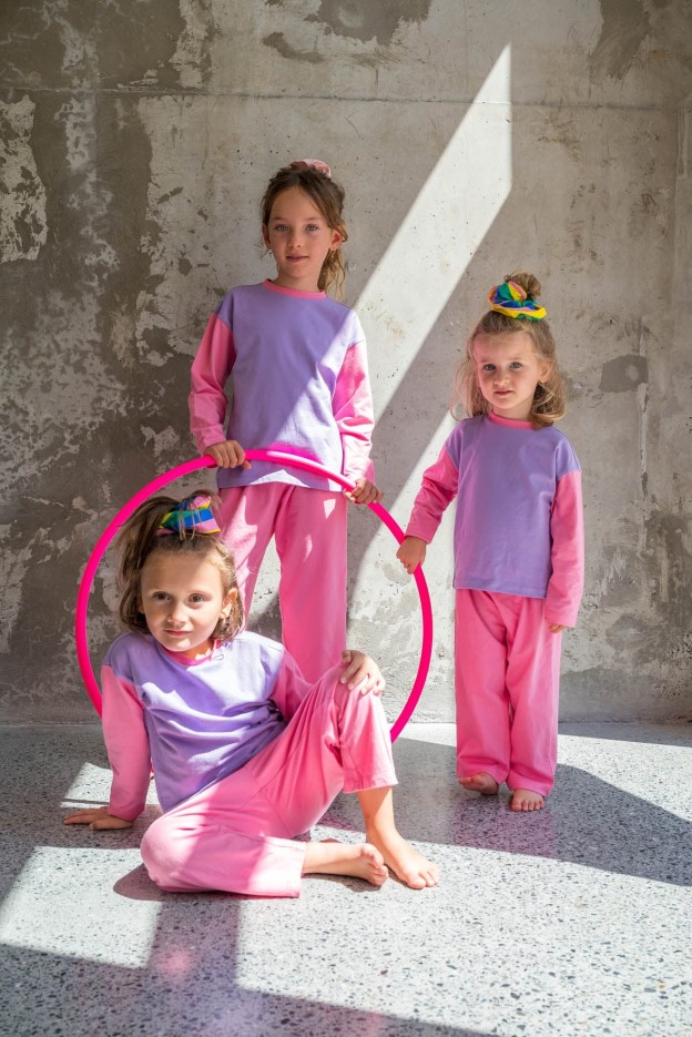 Pyjama Enfant Coton Bio Colorblock Rose