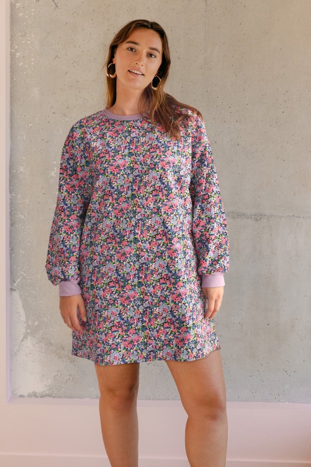 Robe Sweat Coton Bio Imprimé Confettis Violet