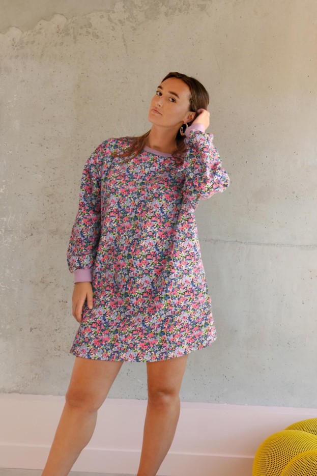 Robe Sweat Coton Bio Imprimé Confettis Violet