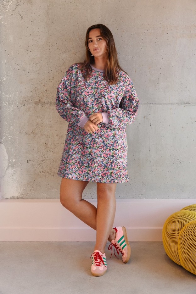 Robe Sweat Coton Bio Imprimé Confettis Violet