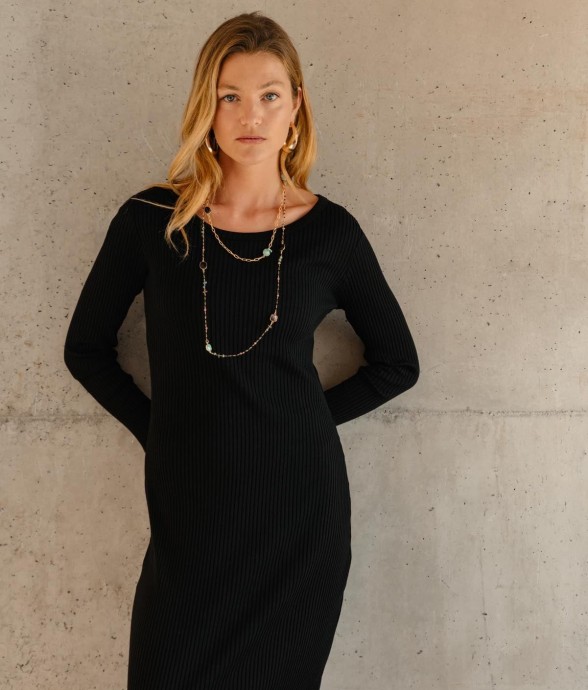 Robe Tube Coton Uni Noir