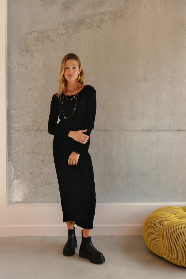 Robe Tube Coton Uni Noir