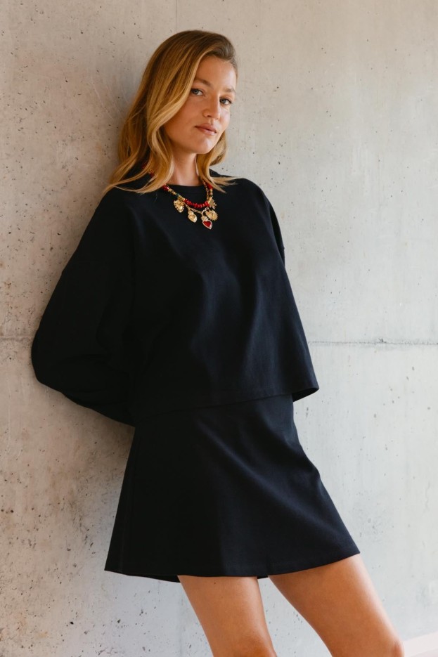 Sweat En Coton Maille Noir