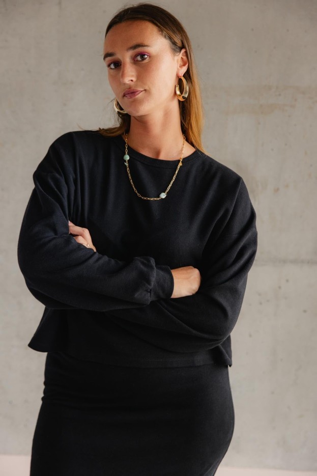 Sweat En Coton Maille Noir