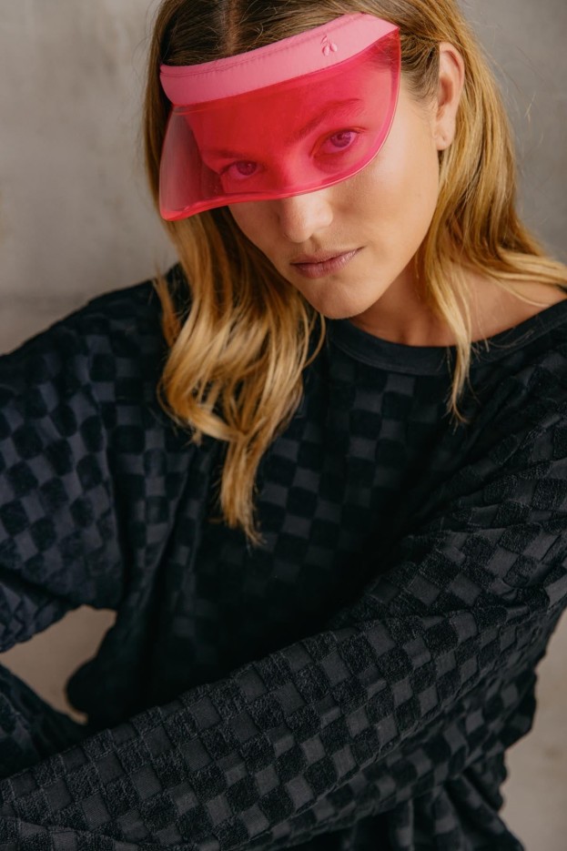 Sweat Coton Eponge Damier Noir