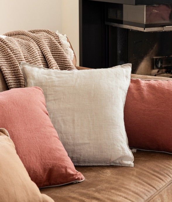 Housse de coussin en lin...