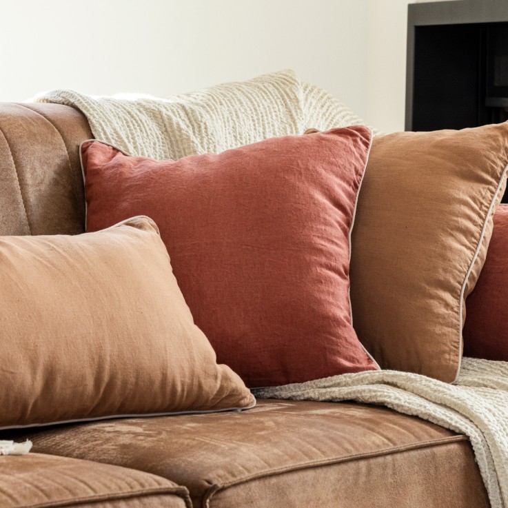 Housse de coussin en lin lavé