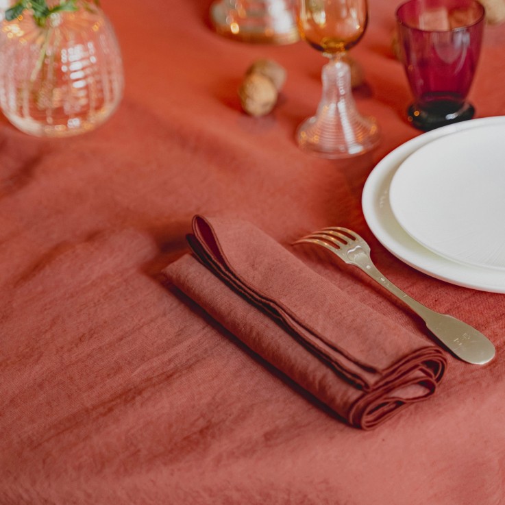 Lot de 2 serviettes de table en lin lavé