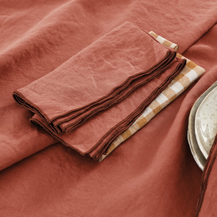 Lot de 2 serviettes de table en lin lavé