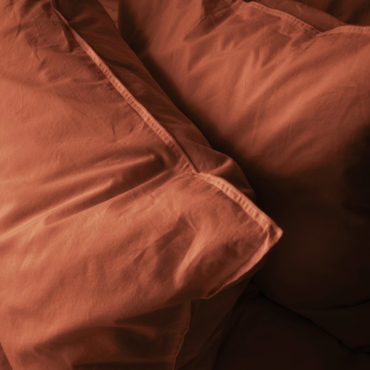 Taie d'oreiller en percale de coton lavé