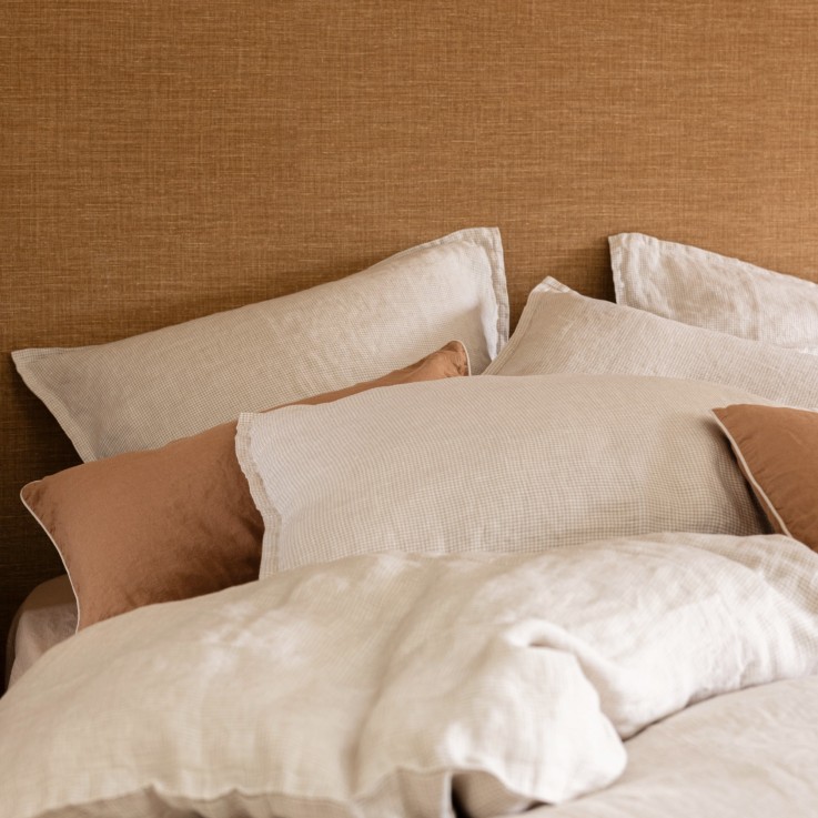 Taie d'oreiller en lin lavé tissé