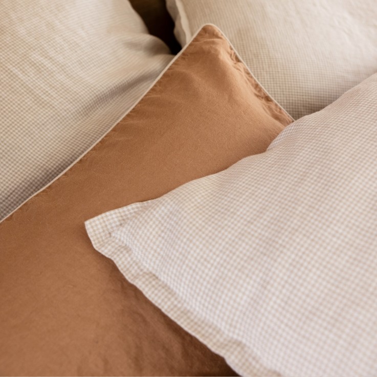 Taie d'oreiller en lin lavé tissé