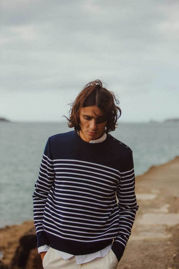 Pull marin rayé Armel laine mérinos