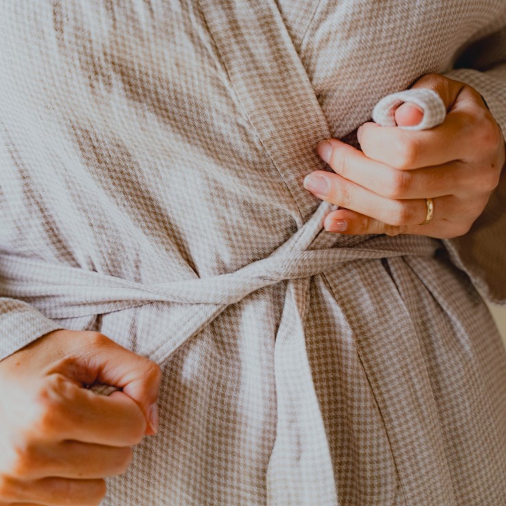 Peignoir col kimono en lin lavé