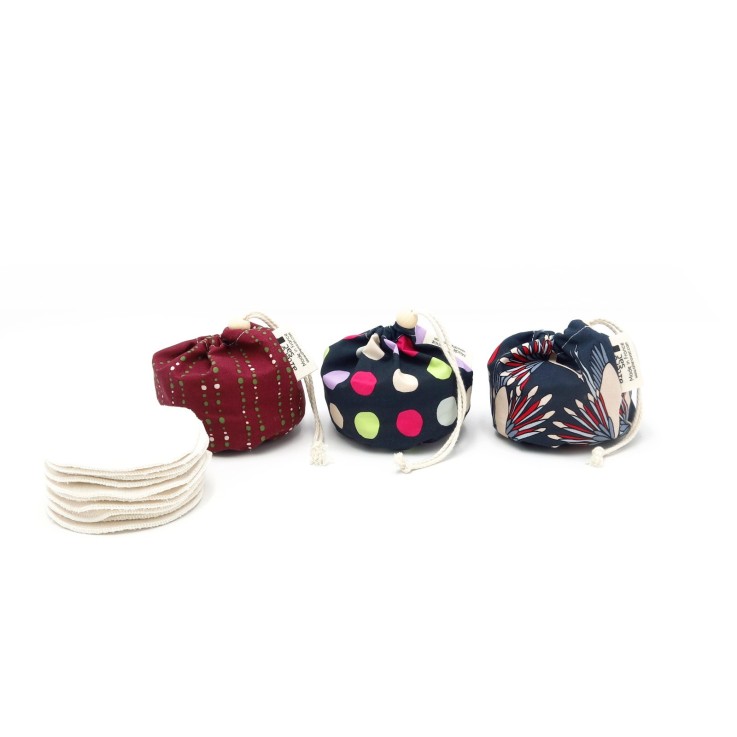 Coton démaquillant lavable en Coton Bio avec distributeur x 10