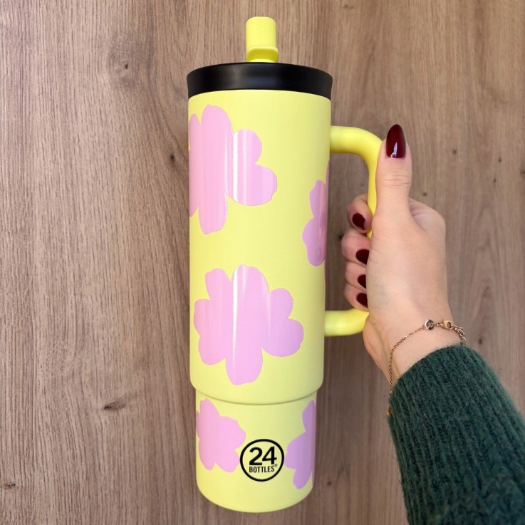 Straw cup isotherme avec poignée Daydreaming Yellow 800 ml - 24 BOTTLES