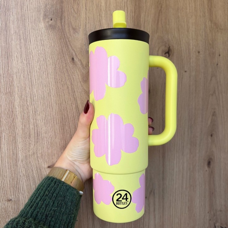 Straw cup isotherme avec poignée Daydreaming Yellow 800 ml - 24 BOTTLES