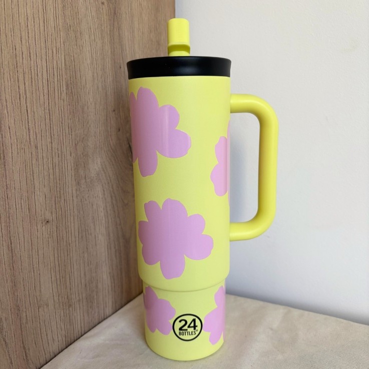 Straw cup isotherme avec poignée Daydreaming Yellow 800 ml - 24 BOTTLES