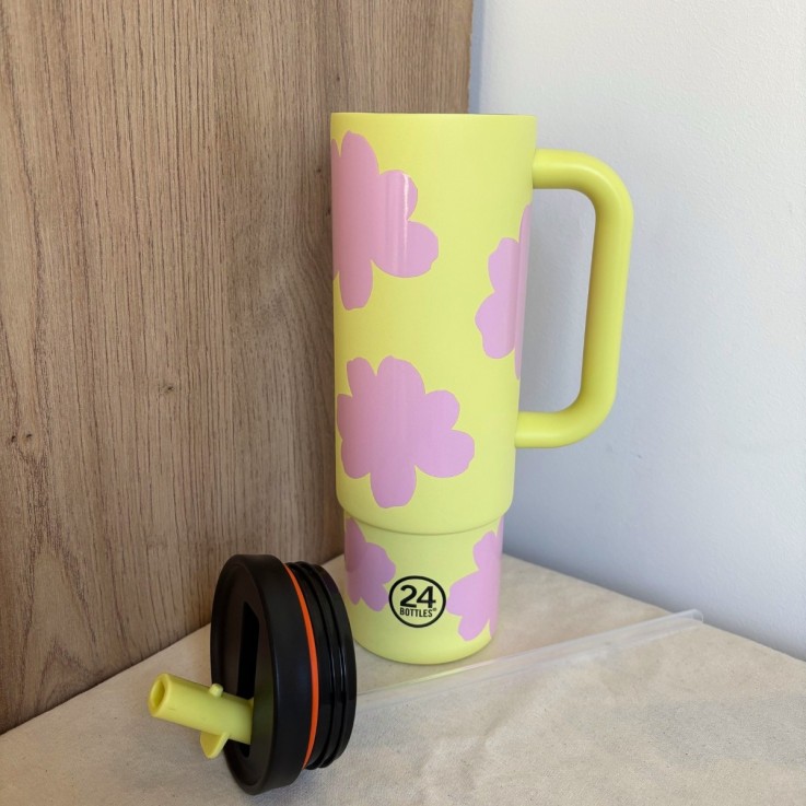 Straw cup isotherme avec poignée Daydreaming Yellow 800 ml - 24 BOTTLES