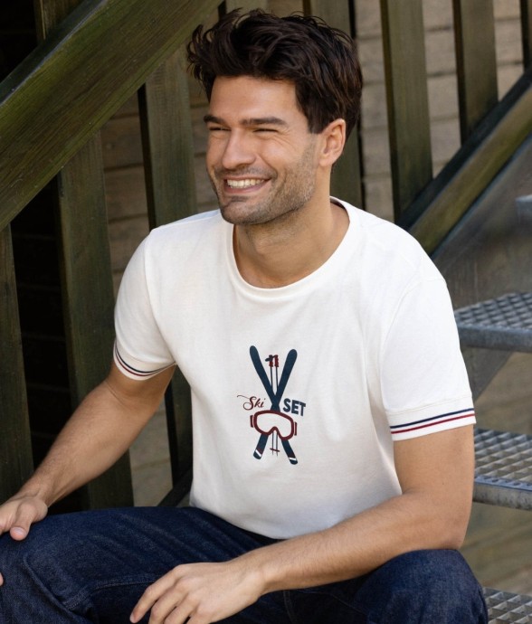 T-shirt Ski Set crème Coton...