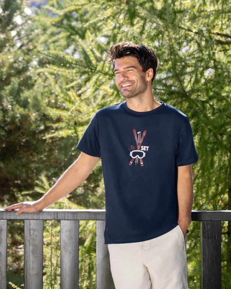 T-shirt Ski Set bleu marine Coton Bio
