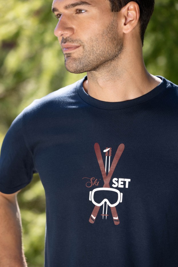 T-shirt Ski Set bleu marine Coton Bio