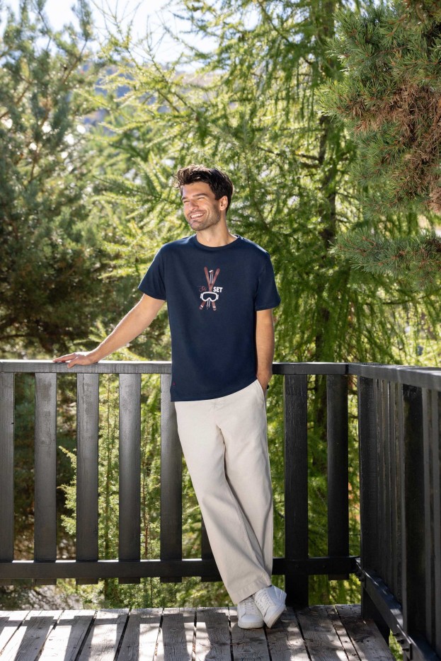 T-shirt Ski Set bleu marine Coton Bio