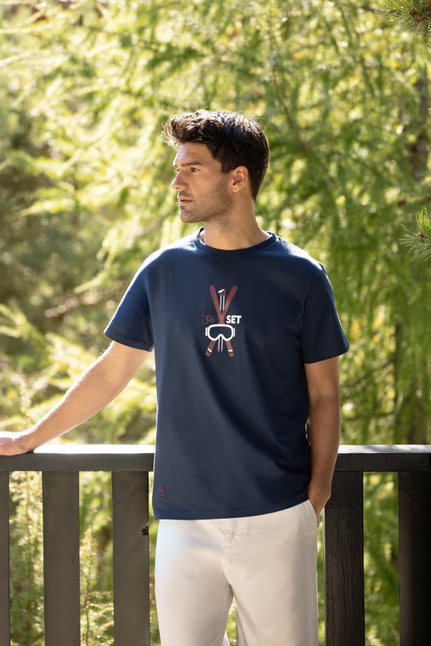T-shirt Ski Set bleu marine Coton Bio