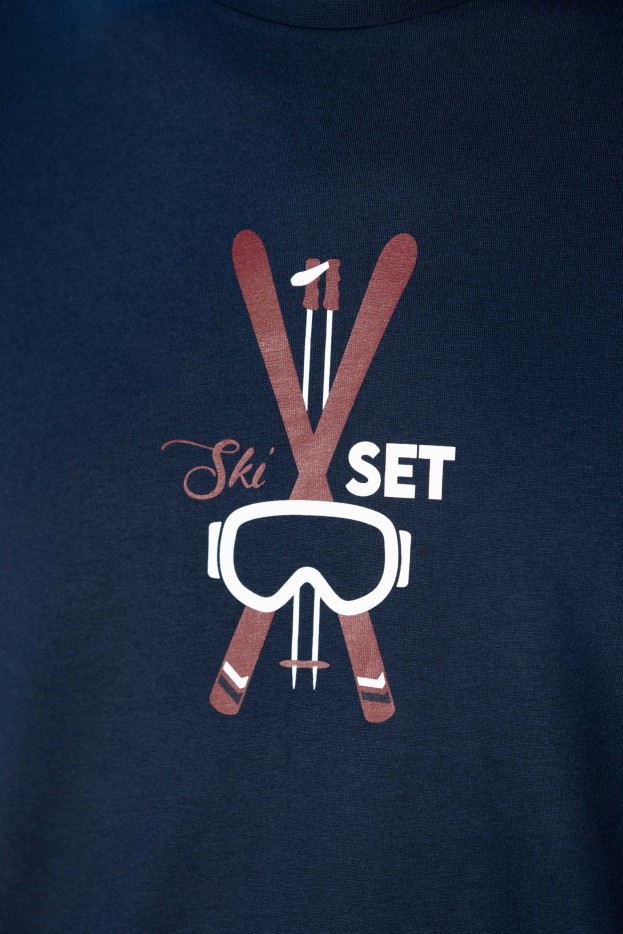 T-shirt Ski Set bleu marine Coton Bio