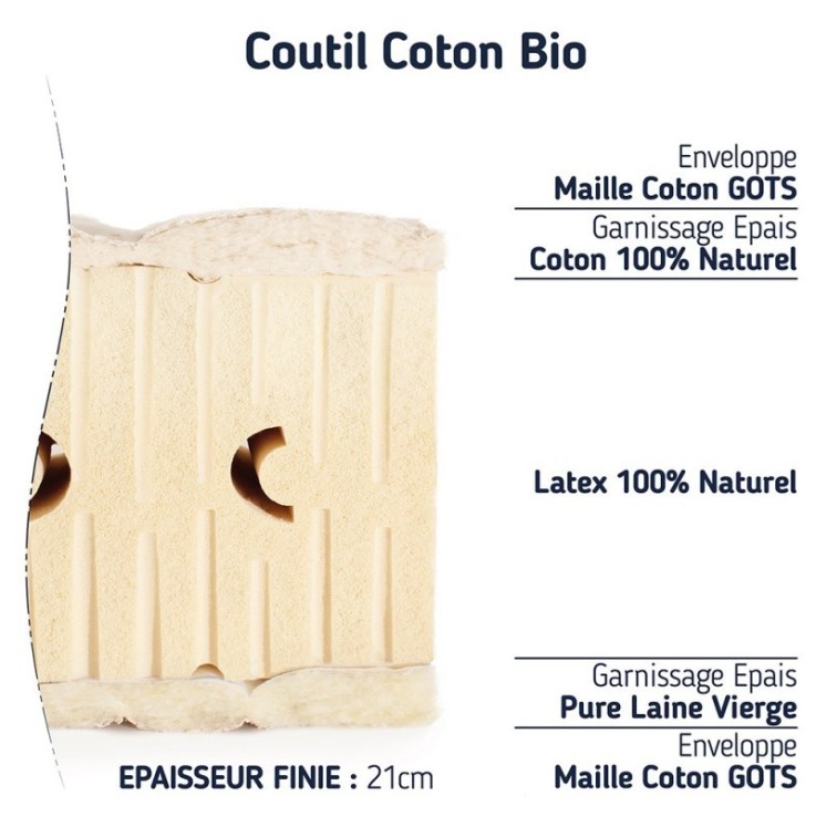 Matelas 100% latex naturel haut de gamme