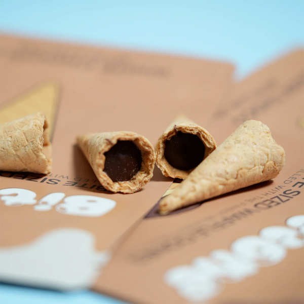 Mini cônes Bitecone - Fourrés chocolat au lait - Sachet de 100g