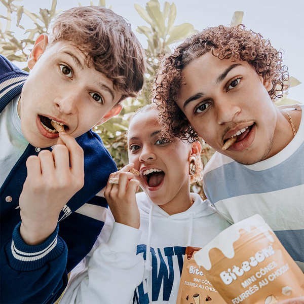 Mini cônes Bitecone - Fourrés chocolat au lait - Sachet de 100g